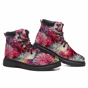 Men Fall Flowers Bouquet Mid Top Boots