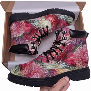 Men Fall Flowers Bouquet Mid Top Boots