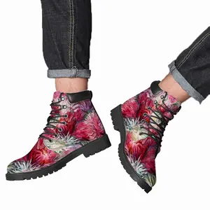 Men Fall Flowers Bouquet Mid Top Boots