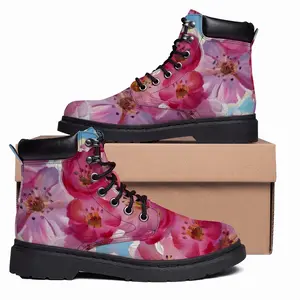 Men Sakura Cherry Blossoms Mid Top Boots