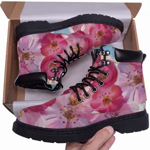 Men Sakura Cherry Blossoms Mid Top Boots