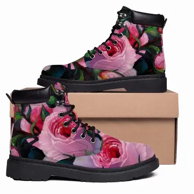 Men Pink Rose Mid Top Boots