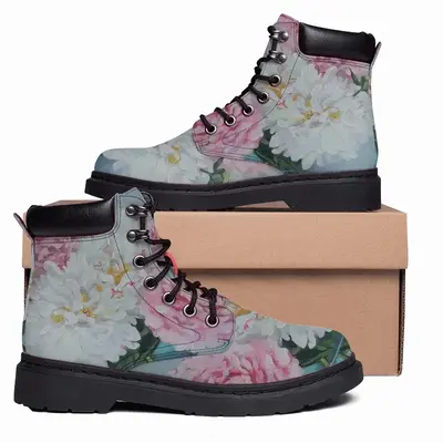 Men Peonies In A Vase Mid Top Boots