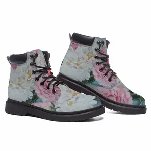 Men Peonies In A Vase Mid Top Boots