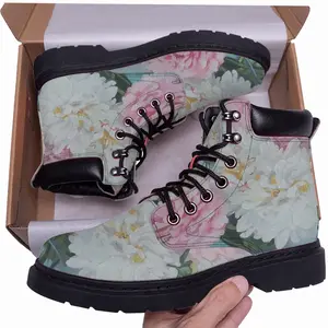 Men Peonies In A Vase Mid Top Boots