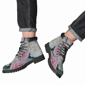 Men Peonies In A Vase Mid Top Boots