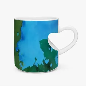 Green Figures Mysteries Peach Heart Mug