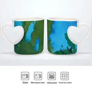 Green Figures Mysteries Peach Heart Mug