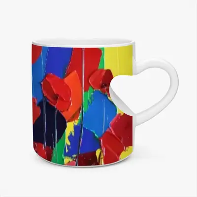 Poppies Peach Heart Mug