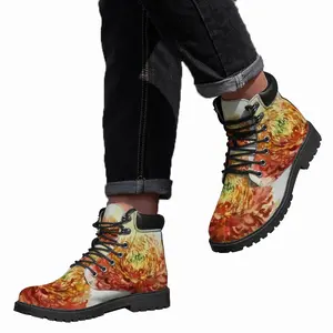 Men Autumn Flower Mid Top Boots