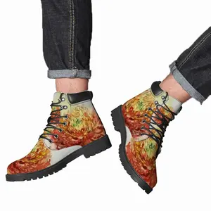 Men Autumn Flower Mid Top Boots