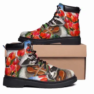 Men Raccoon Celebrating Spring Mid Top Boots