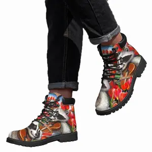 Men Raccoon Celebrating Spring Mid Top Boots