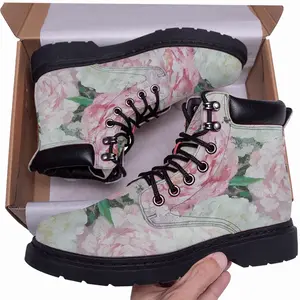 Men Large Peony Palette Knife Mid Top Boots