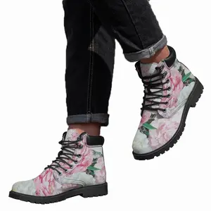 Men Large Peony Palette Knife Mid Top Boots