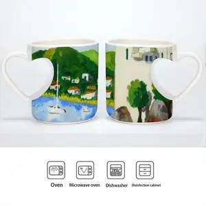 Cadaques (Spain) Peach Heart Mug