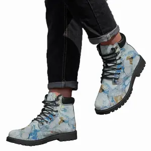 Men Peonies In The Stars Mid Top Boots