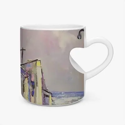 Rainy Day In Cape Town Peach Heart Mug