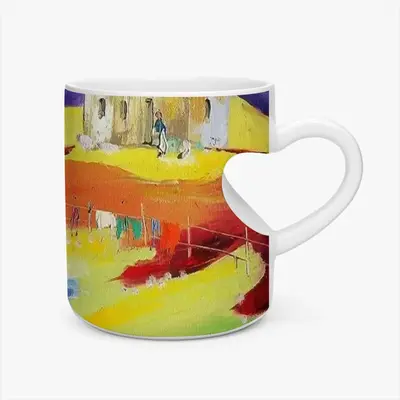 Rural Cottages Peach Heart Mug