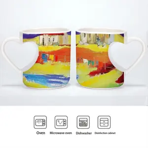 Rural Cottages Peach Heart Mug