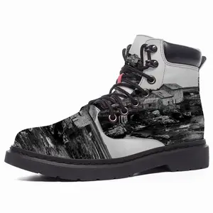 Men Black & White Westerdale Mill Mid Top Boots