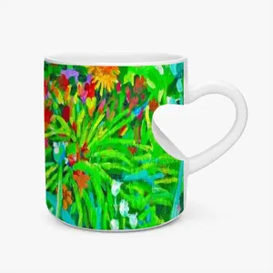 Plants At Giverny Peach Heart Mug