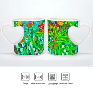 Plants At Giverny Peach Heart Mug