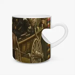 Jews Fleeing The Pogroms Peach Heart Mug