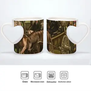 Jews Fleeing The Pogroms Peach Heart Mug