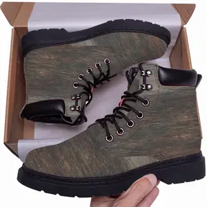 Men Rustic Wood Mid Top Boots