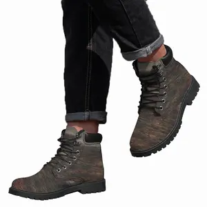 Men Rustic Wood Mid Top Boots