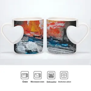 Sunset Peach Heart Mug