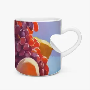 Still Life With Grapes Peach Heart Mug