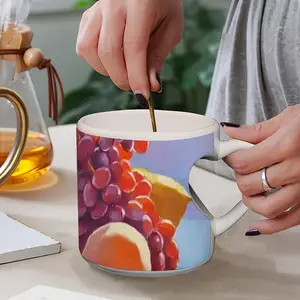 Still Life With Grapes Peach Heart Mug