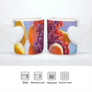 Still Life With Grapes Peach Heart Mug