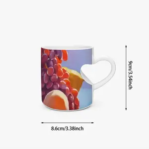 Still Life With Grapes Peach Heart Mug