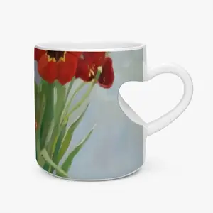 Tulips Peach Heart Mug