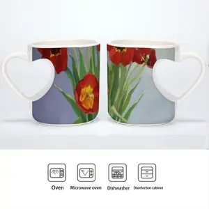 Tulips Peach Heart Mug