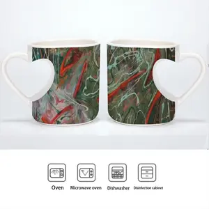 Birds Symphony Peach Heart Mug