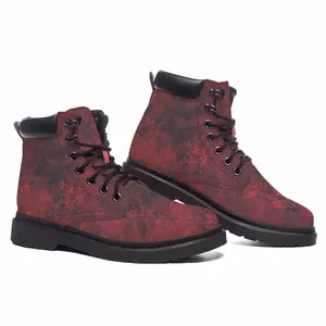 Men Burst Of Red Mid Top Boots