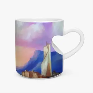 Italian Sea Landscape Peach Heart Mug