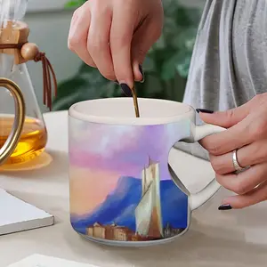 Italian Sea Landscape Peach Heart Mug