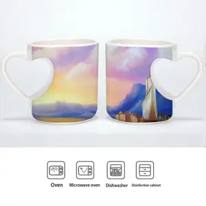 Italian Sea Landscape Peach Heart Mug