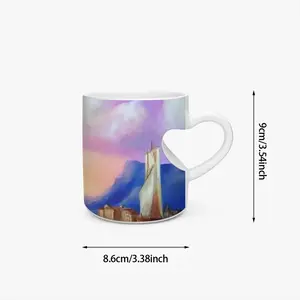 Italian Sea Landscape Peach Heart Mug