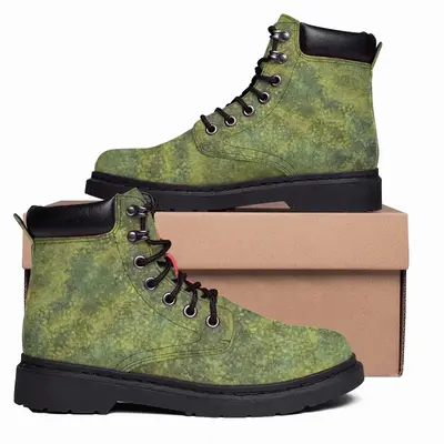 Men Hammered Green Mid Top Boots