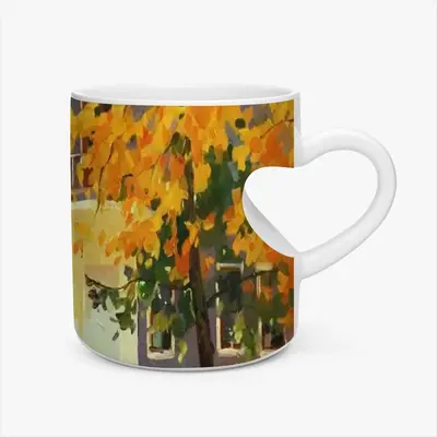 Autumn Day In Svitlovodsk Peach Heart Mug