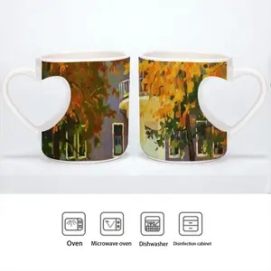 Autumn Day In Svitlovodsk Peach Heart Mug