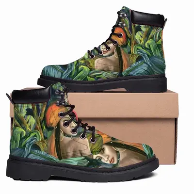 Men Tropical Lips Mid Top Boots