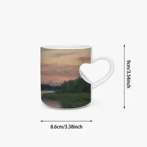 Evening On The Msta River Peach Heart Mug