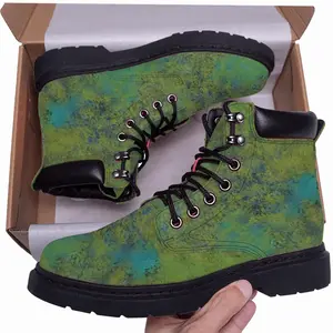 Men Lime Abstract Mid Top Boots